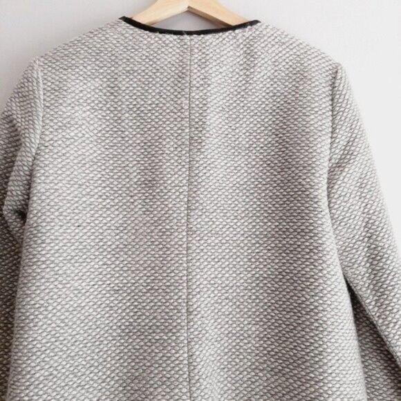 DANA BUCHMAN Wool Blend Textured Full-zip Blazer Jacket Grey Sz L - Picture 7 of 14